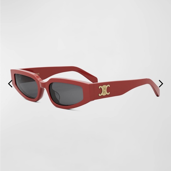 Celine Accessories - CELINE Triomphe Sleek Red Acetate Cat-Eye Sunglasses